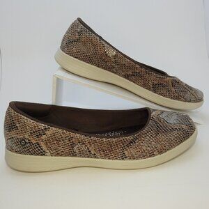 Skechers Women's Snake Print Slip-On Athletic Flats in Brown and Cream